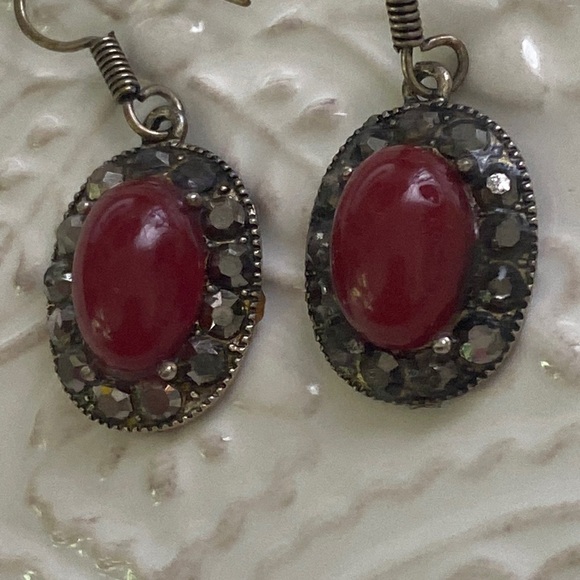 Red Holiday Sterling Silver Earrings with Austrian Shimmer Crystals Christmas - Picture 15 of 16